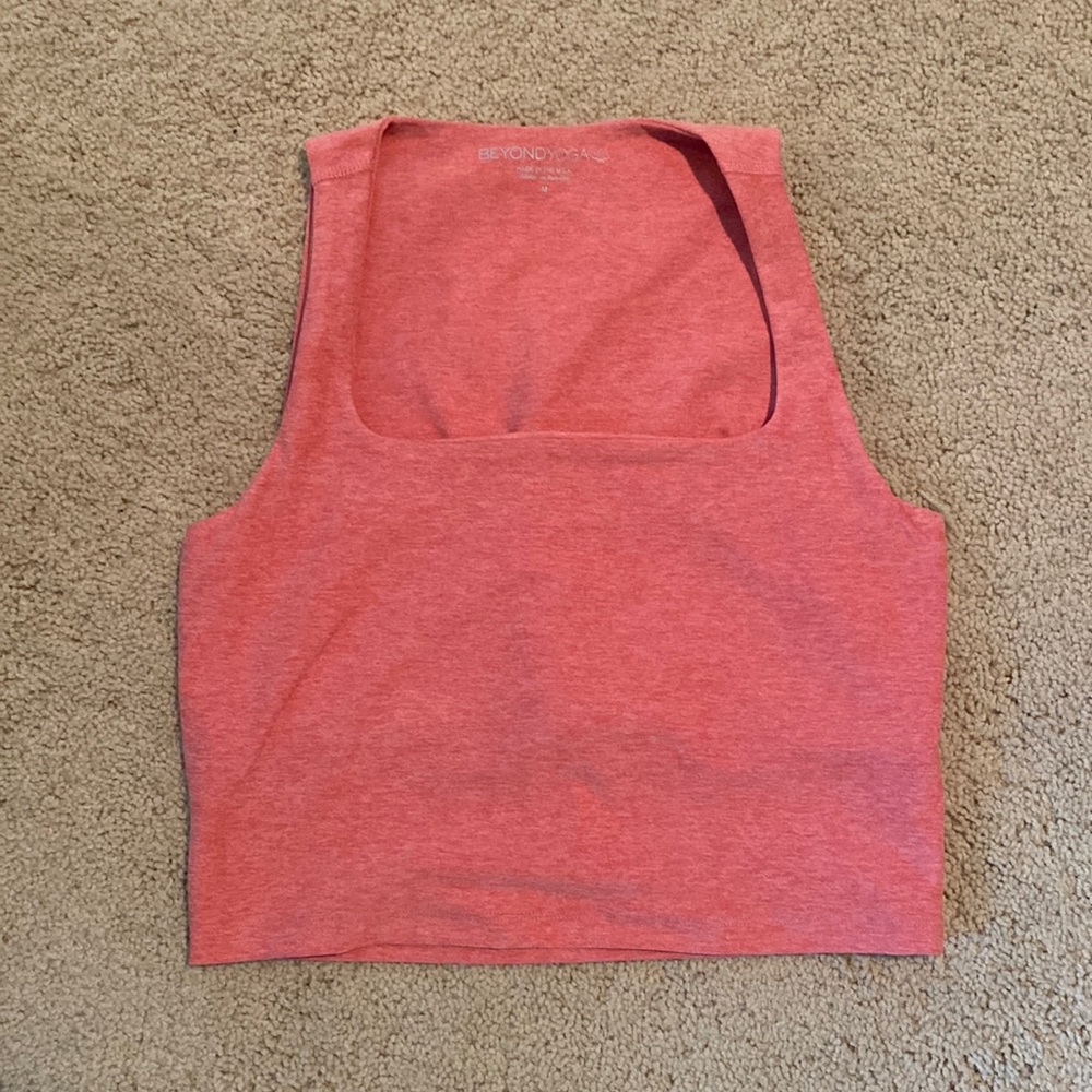 Beyond Yoga pink space dye square neck crop top
